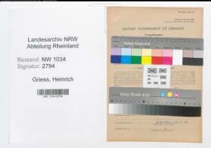 Entnazifizierung Heinrich Griess , geb. 03.05.1909 (Oberfeldwebel)