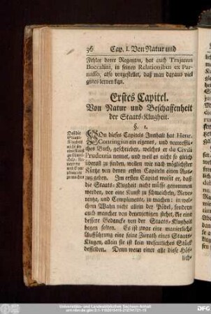 Erstes Capitel. Von Natur und Beschaffenheit der Staats-Klugheit.
