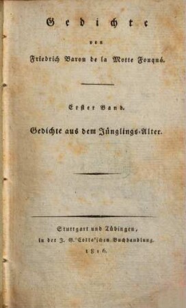 Gedichte, 1. Gedichte aus dem Jünglings-Alter