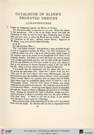 Catalogue of Blake’s engraved Designs