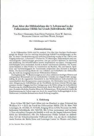 Zum Alter der Höhlenlehne der 3. Lehmwand in der Falkensteiner Höhle bei Urach (Schwäbische Alb)