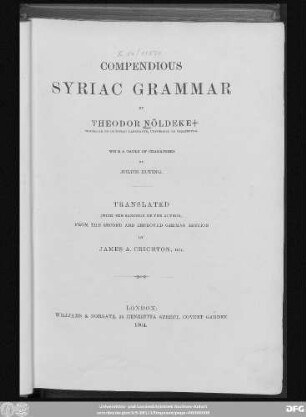 Compendious Syriac grammar