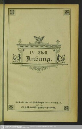 IV. Theil. Anhang