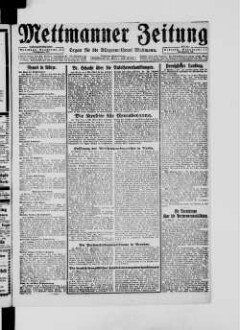 Mettmanner Zeitung. 1919-1940