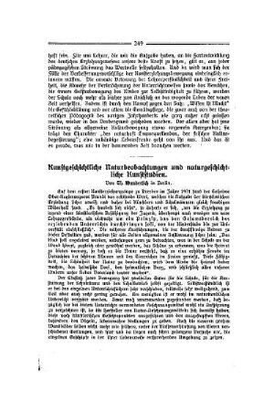 Kunstgeschichtliche Naturbeobachtungen und naturgeschichtliche Kunststudien