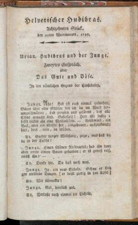 Helvetischer Hudibras. Achtzehntes Stück. den 21ten Weinmonats, 1797.