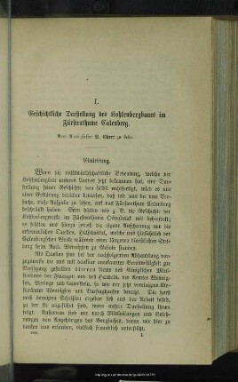 I. Geschichtliche Darstellung des Kohlenbergbaues im Fürstenthume Calenberg