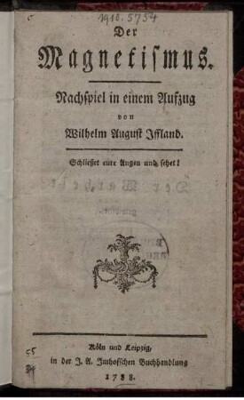 Der Magnetismus : Nachspiel in einem Aufzug