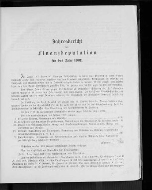 Jahresbericht der Finanzdeputation für das Jahr 1902.