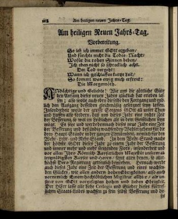 Am heiligen Neuen Jahrs-Tag – Am Sonntage nach dem Neuen-Jahr