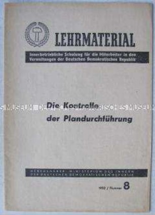 Lehrmaterial des Innenministeriums der DDR zum Thema Plankontrolle