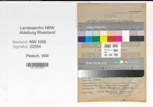 Entnazifizierung Willi Pletsch, geb. 15.10.1898 (Postschaffner)