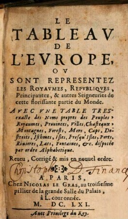 Le tableau de l'Europe