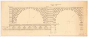 Friedhof Heerstraße, Berlin Feierhalle: Aufriss: Treppenvorbau in Vorderansicht und Seitenansicht 1:10