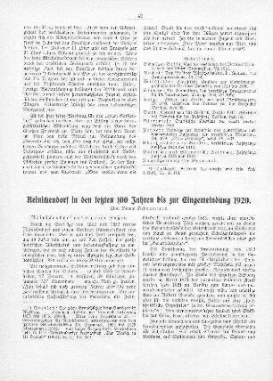 Reinickendorf in den letzen 100 Jahren bis zur Eingemeindung 1920