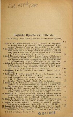 Antiquarischer Katalog der C. H. Beck'schen Buchhandlung in Nördlingen. 185. 1888