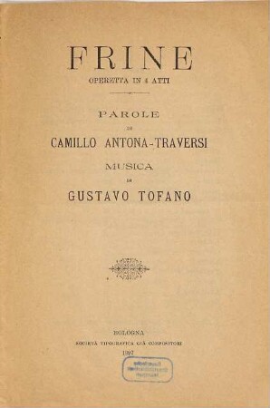 Frine : operetta in 4 atti