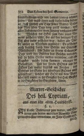 Marter-Geschichte Des heil. Cypriani, ...