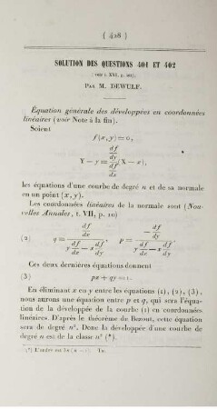 Solution des questions 401 et 402.