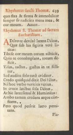 Rhythmus S. Thomae ad sacram Eucharistiam