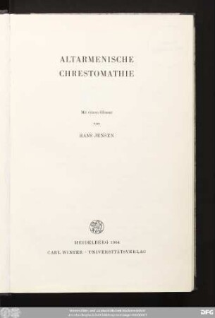 Altarmenische Chrestomathie : mit einem Glossar