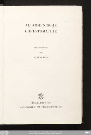 Altarmenische Chrestomathie : mit einem Glossar