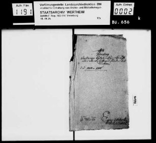 Dienstliche Korrespondenzen wegen der Grafschaft Virneburg (u.a. wegen Angelegenheiten des Niederrheinisch-Westfälischen Reichskreises) zwischen Marx Hitzler, Amtmann zu Virneburg, und der Kanzlei zu Wertheim.