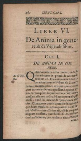 Liber VI. De Anima in genere, & de Vegetabilibus.
