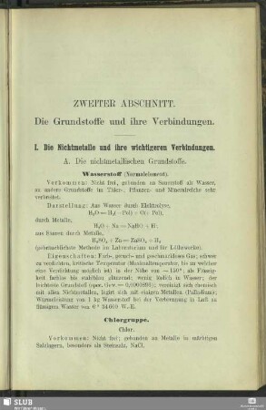 Zweiter Abschnitt. Die Grundstoffe und ihre Verbindungen