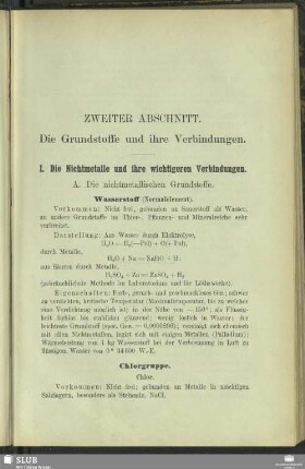Zweiter Abschnitt. Die Grundstoffe und ihre Verbindungen