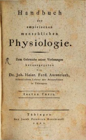 Handbuch der empirischen menschlichen Physiologie, 1