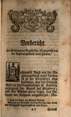Anti-machiavel : oder Prüfung der Regeln Nic. Machiavells von der Regierungskunst eines Fürsten
