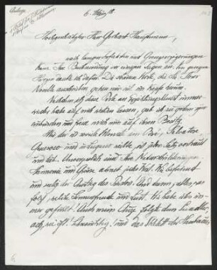 Brief von Fritz von Unruh an Gerhart Hauptmann