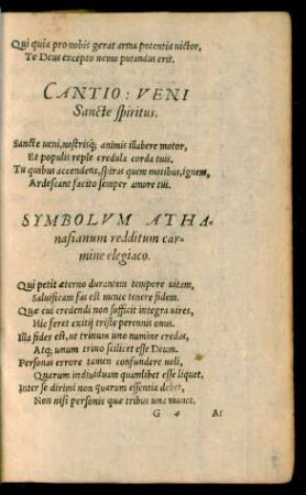 Symbolum Athanasium redditum carmine elegiaco.