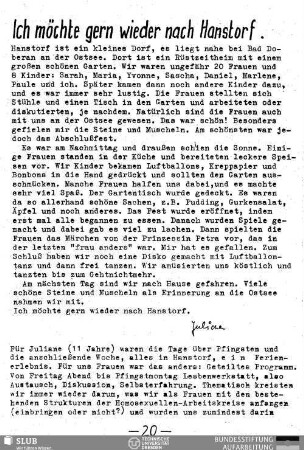 Ich möchte gern wieder nach Hanstorf