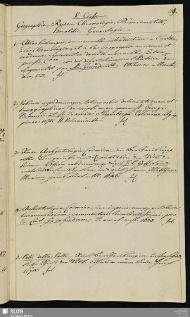 V. Classe. Geographie, Reisen, Chronologie, Numismatik, Heraldik, Genealogie.