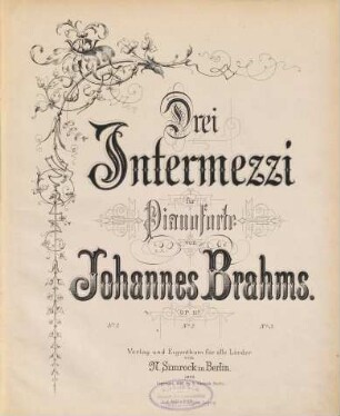 Drei Intermezzi : für Pianoforte ; Op. 117