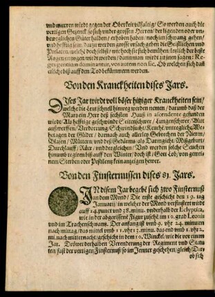 Von den Kranckheiten dises Jars.