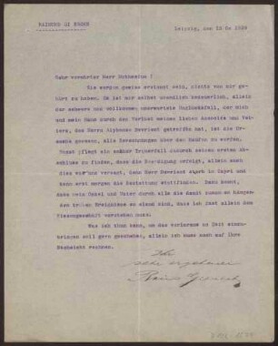 Schreiben an Hermann Muthesius (Brief)
