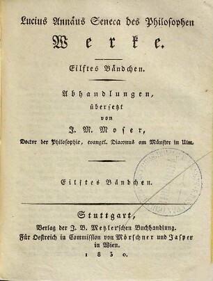 Lucius Annäus Seneca des Philosophen Werke, 11. Abhandlungen 11