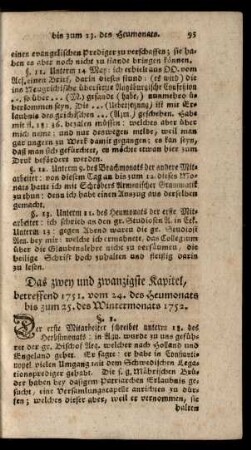 Das zwey und zwanzigste Kapitel, betreffend 1751. vom 24. des Heumonats bis zum 25. des Wintermonats 1752.