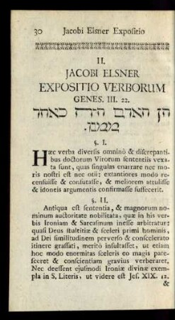II. Jacobi Elsner Expositio Verborum Genes. III. 22.