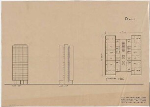 Schneider - Esleben, Paul; Berlin - Hansaviertel, Klopstockstr.; Wohnhochhaus zur Internationalen Bauausstellung Berlin 1957 - Typ D