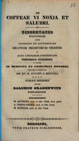 De coffeae vi noxia et salubri