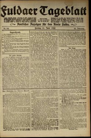 Ausgabe vom Freitag, den 11. Juni 1920.