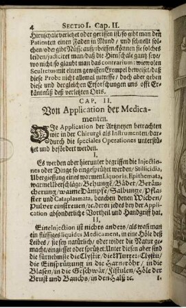 Cap. II. Von Application der Medicamenten.