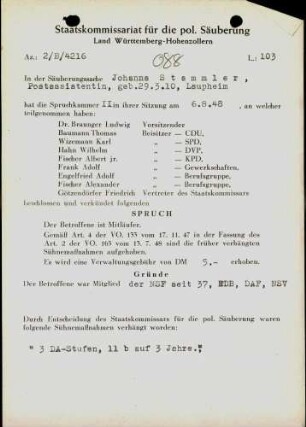 Stammler, Johanna