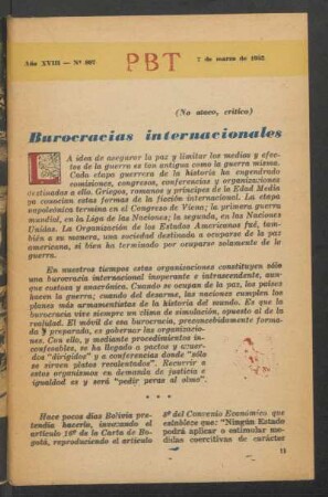 Burocracias internacionales : [Política y estrategia -] (No ataco, crítico)