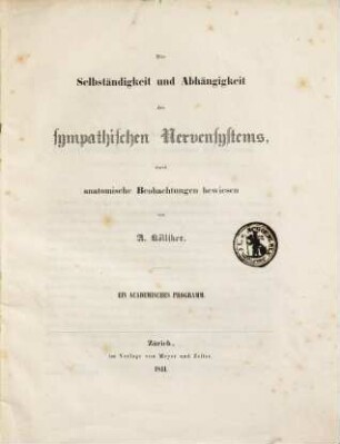 Die Selbständigkeit und Abhängigkeit des sympathischen Nervensystems