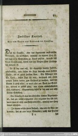 Zwölftes Kapitel. Von dem Nutzen und Gebrauch der Quassia